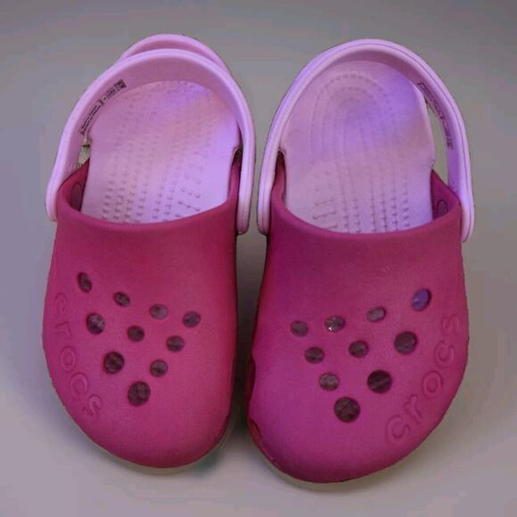 Crocs Electro Clogs Water Pink Kids Child Two Tone Walking Beach Sizw 8c - Picture 2 of 6